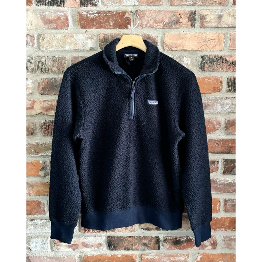 Patagonia Blue Woolyester Pullover Quarter Zip Sweatshirt